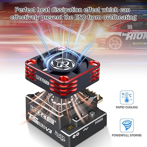 Miniatura 5 de Surpass Hobby ESC Ventilador de refrigeración disipación de calor 28000RPM RC Ventilador de refrigeración Turbo ESC A3 para coche RC 1/8 1/10