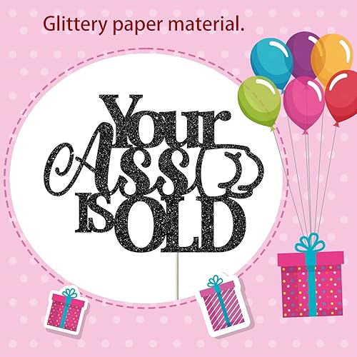 Miniatura 3 de Decoración para tartas con purpurina negra, divertida decoración de pastel de fiesta de cumpleaños para hombres y mujeres, suministros de fiesta de