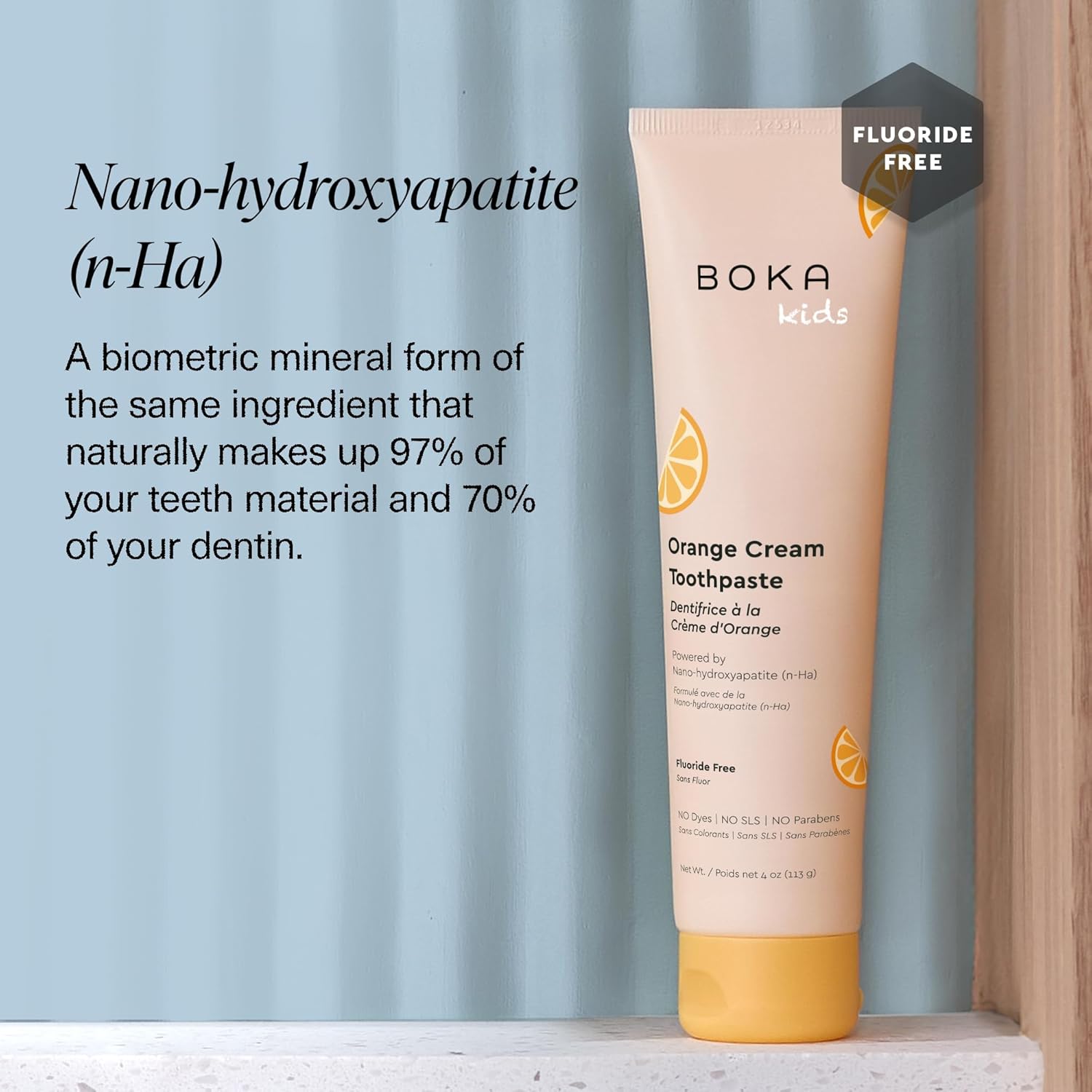 Boka Fluoride Free Toothpaste Nano Hydroxyapatite Toothpaste - Orange Cream Flavor, 4 oz 1Pk US Manufactured - Image 4