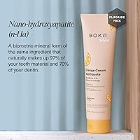 Vista 4 de Boka Pasta de dientes sin flúor Nano Hydroxiapatite Pasta de dientes - Sabor a crema de naranja, 4 onzas, 1 paquete fabricado en EE. UU