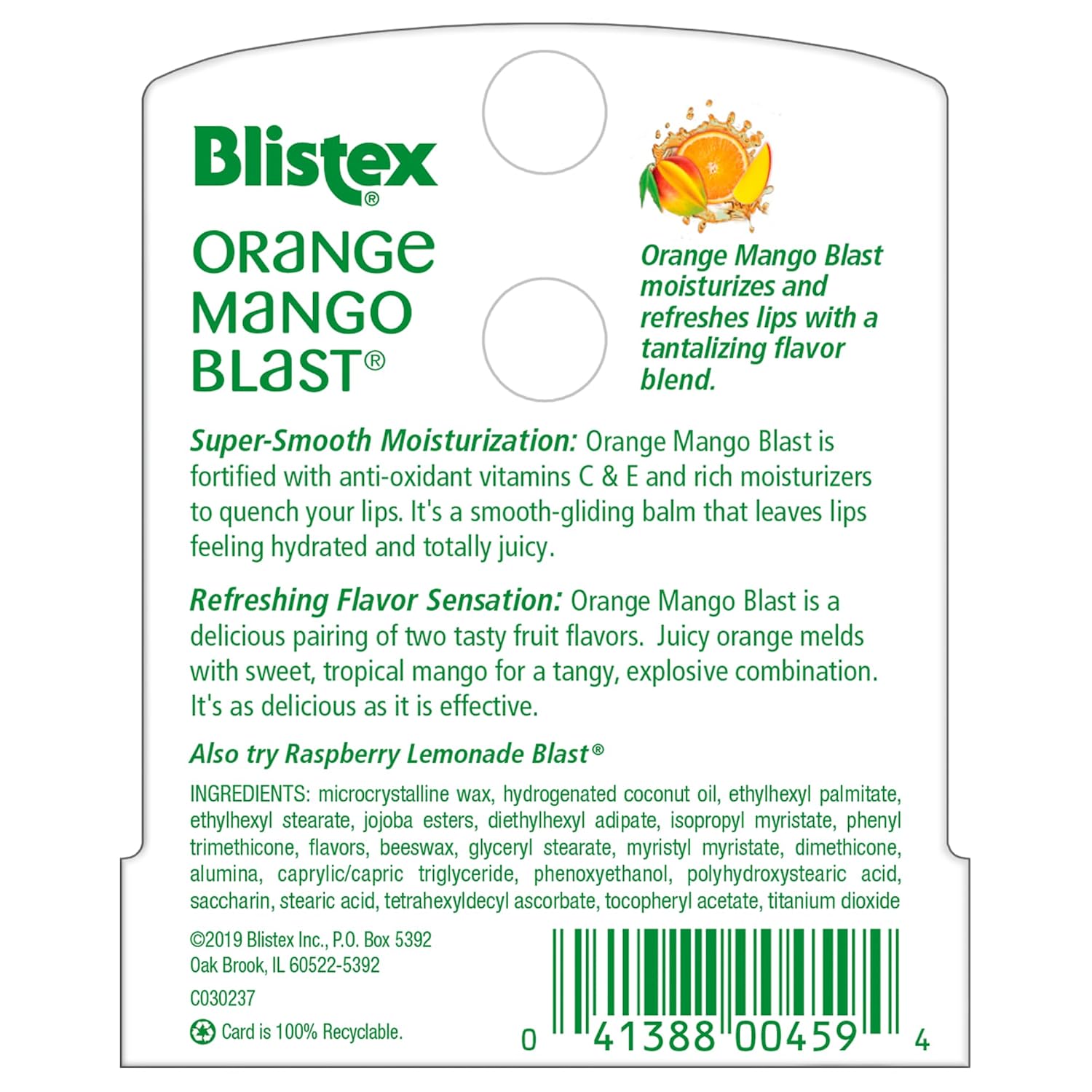 Blistex Orange Mango Blast Lip Balm, 0.15 Ounce, Prevent Dryness & Chapping, Moisturizing and Hydrating Treatment, Easy Glide Formula for Full Coverage, 12 Pack