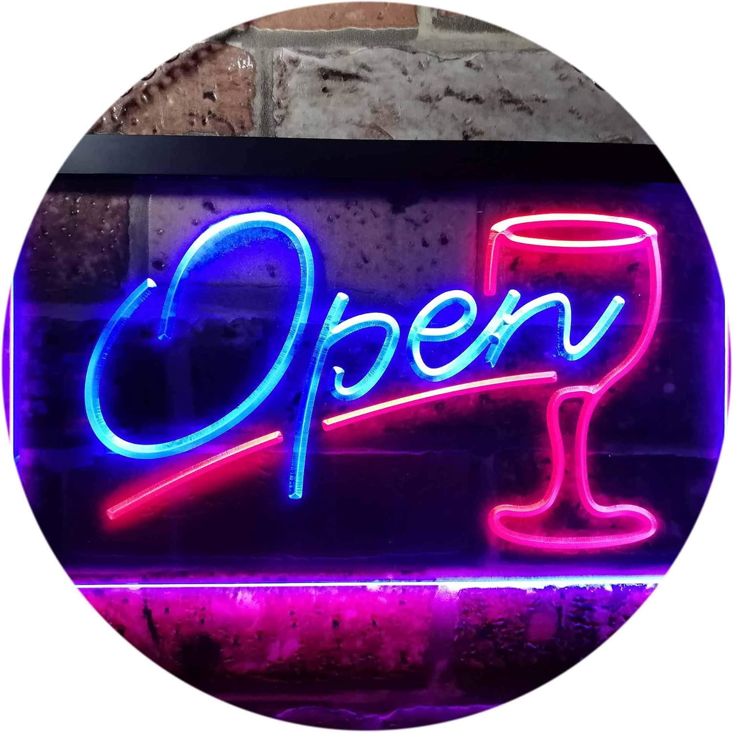 ADVPRO Open Bar Cocktails Glass Beer Wine Dual Color LED Neon Sign Red & Blue 16" x 12" st6s43-i0536-rb