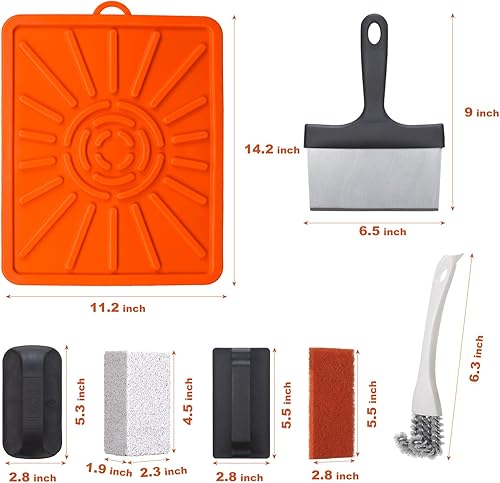 Miniatura 2 de Flat Top Grill Cleaning Kit for Blackstone 17 Pieces Griddle Cleaning Kit with Scraper,Cleaning Brick,Grill Cleaning Brush,Scouring Pads and