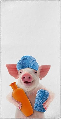 ALALAL Divertidas toallas de mano de cerdo de baño, toalla de baño con estampado de cerdito, absorbente y suave, toallas multiusos para yoga,