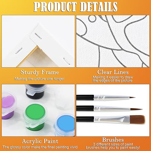 Miniatura 6 de Paquete de 2 lienzos predibujados de 12 x 16 pulgadas para pintar para adultos, kit de sorbo y pintura para parejas de adultos, suministros de