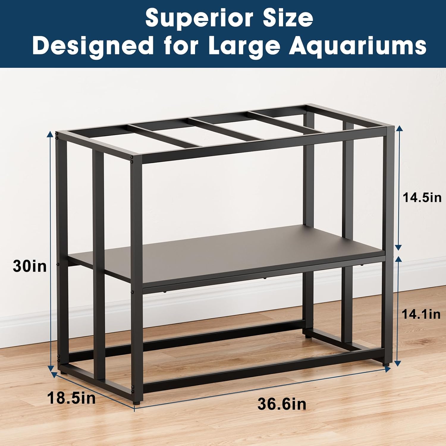 urban deco 40 gallon fish tank stand 660lbs capacity for aquarium stand metal fish tank stand 36.6"x18.5"x30" dual-layer design terrarium stand ideal for home and office, black black 40 gallon