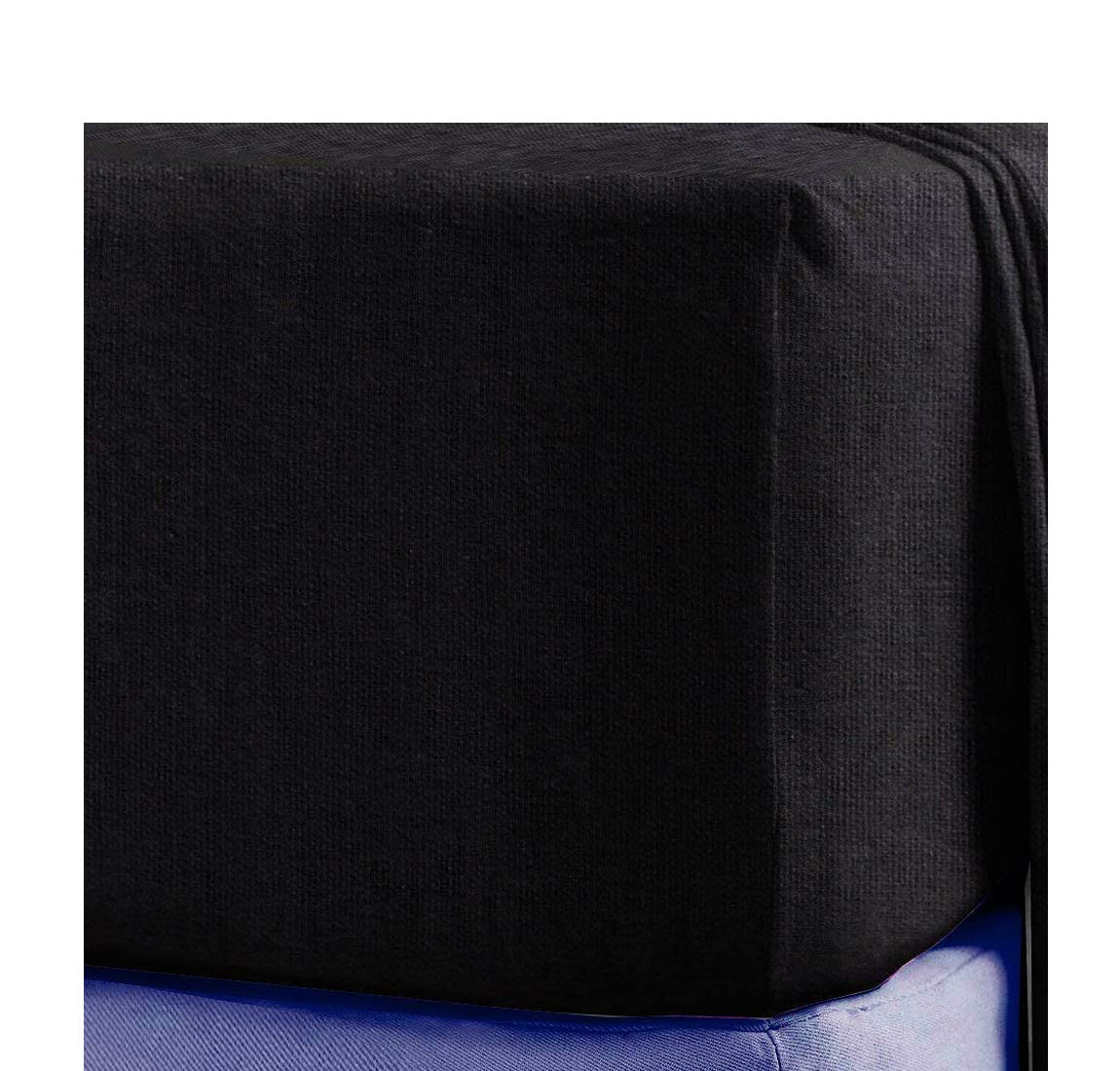 Sleep&Snuggle Black 100% Brushed Cotton Thermal Flannelette Fitted Sheet - Double
