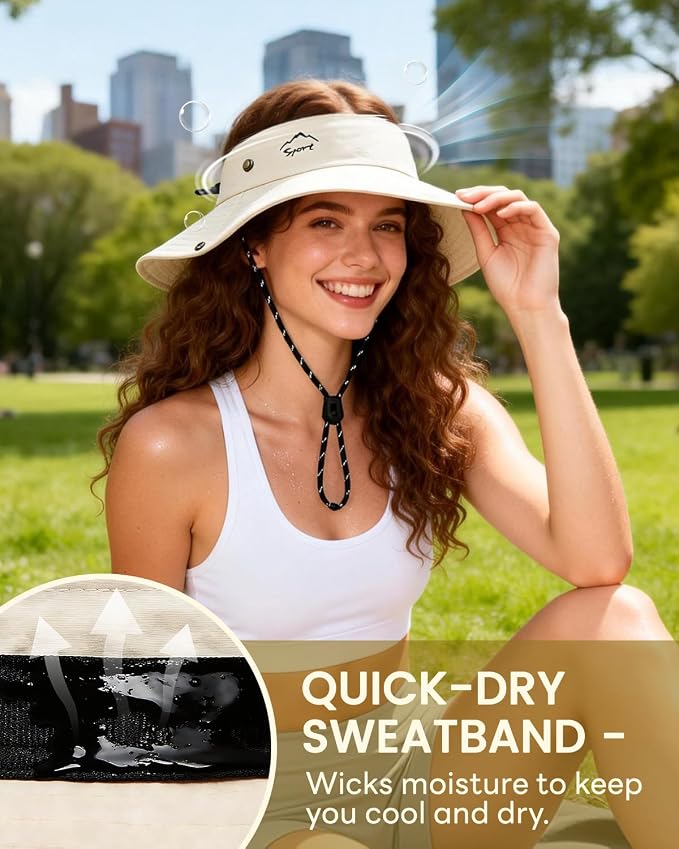 Sombrero 2 en 1 para mujer, protección solar UPF 50+, plegable y ajustable miniatura 4