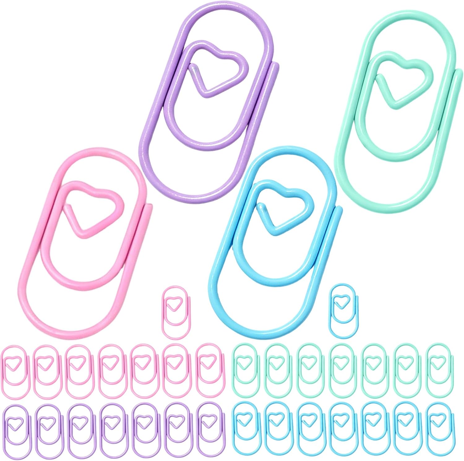 30 Pcs Heart Paper Clips, Mini Colorful Decorative Clips — Cute Love Clamps for Journals, Notes, Office & School Supplies (Colorful)