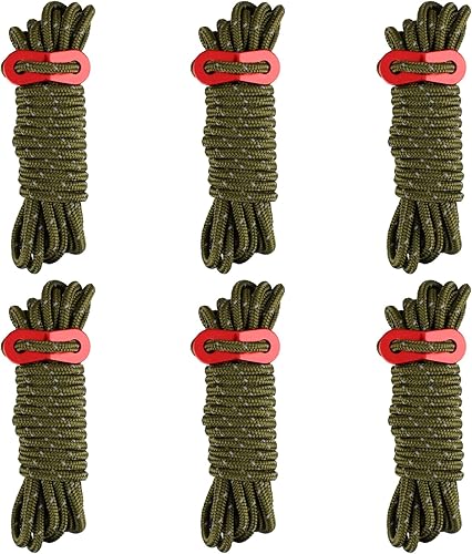 Azarxis - Cuerda de guía de tienda de campaña reflectante de 0.157in, cable de cuerda liviana con ajuste de aluminio, tensor de cable de tienda de