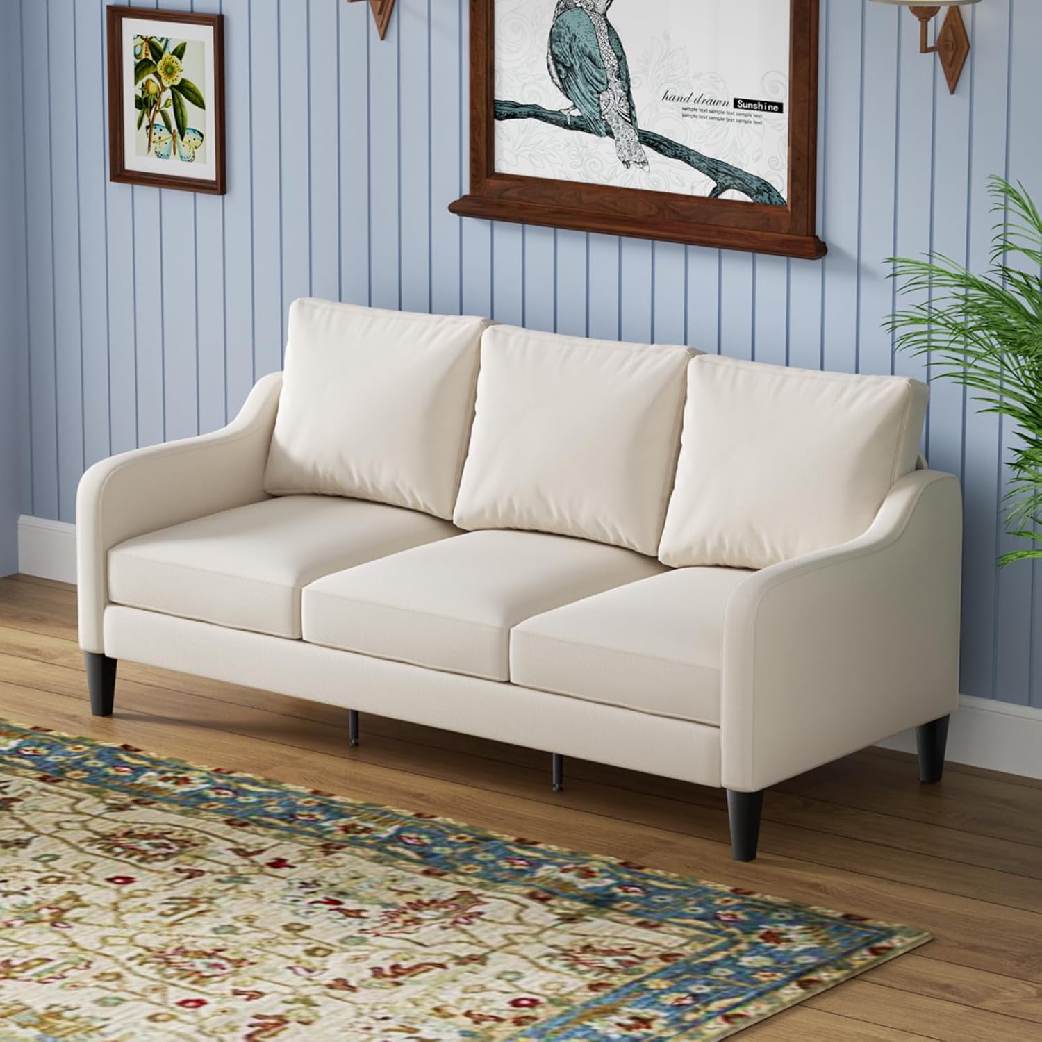 Luxury 72″ Comfy Sofa Couch with Spring Cushion Comfy