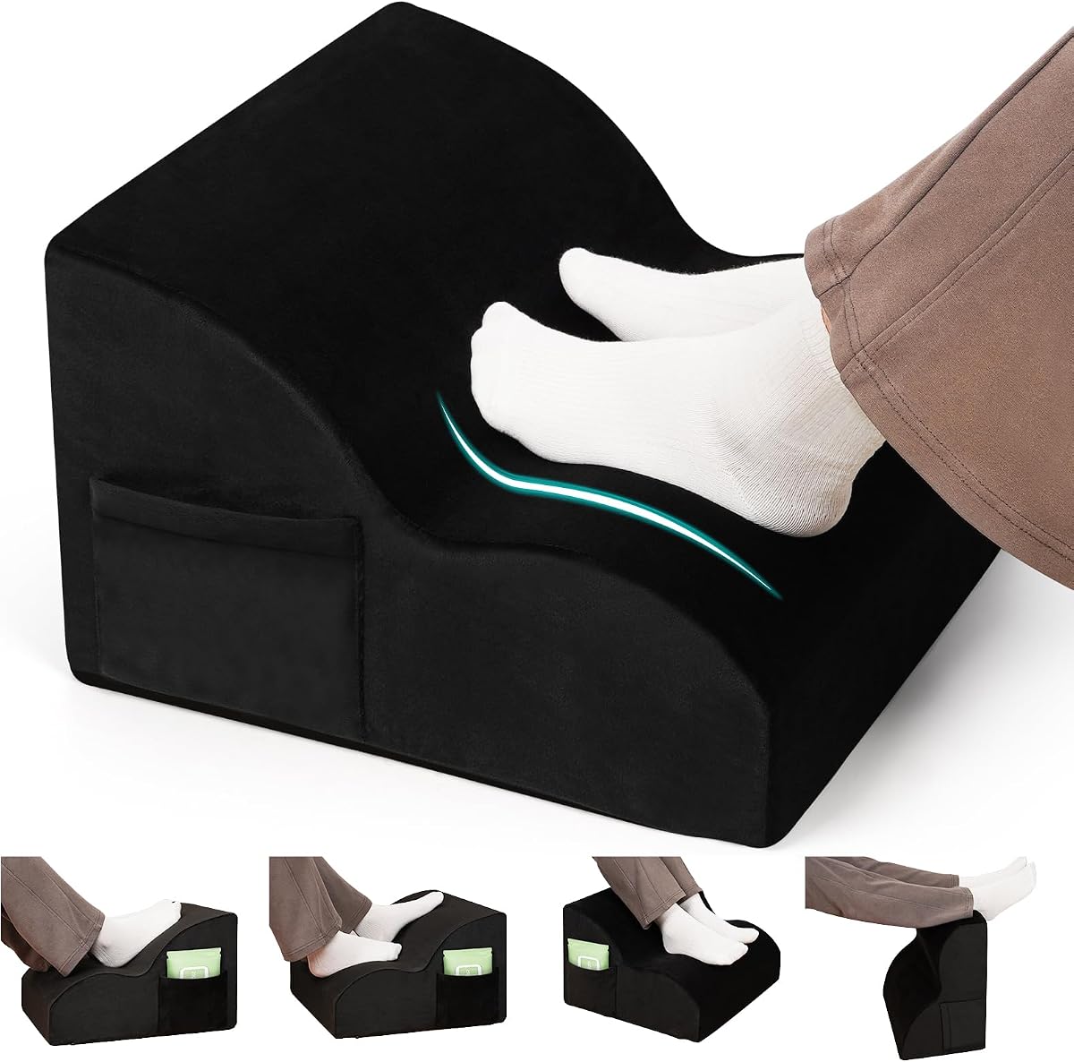 Foot Rest Under Desk,Ergonomic Foot Rest Office Comfort Foot Stool at Work | Foot Rest For Under Desk at Work,footstool for Office Home,3-tier Adjustable Footrest Support Foot Leg Elevation Pillow Black