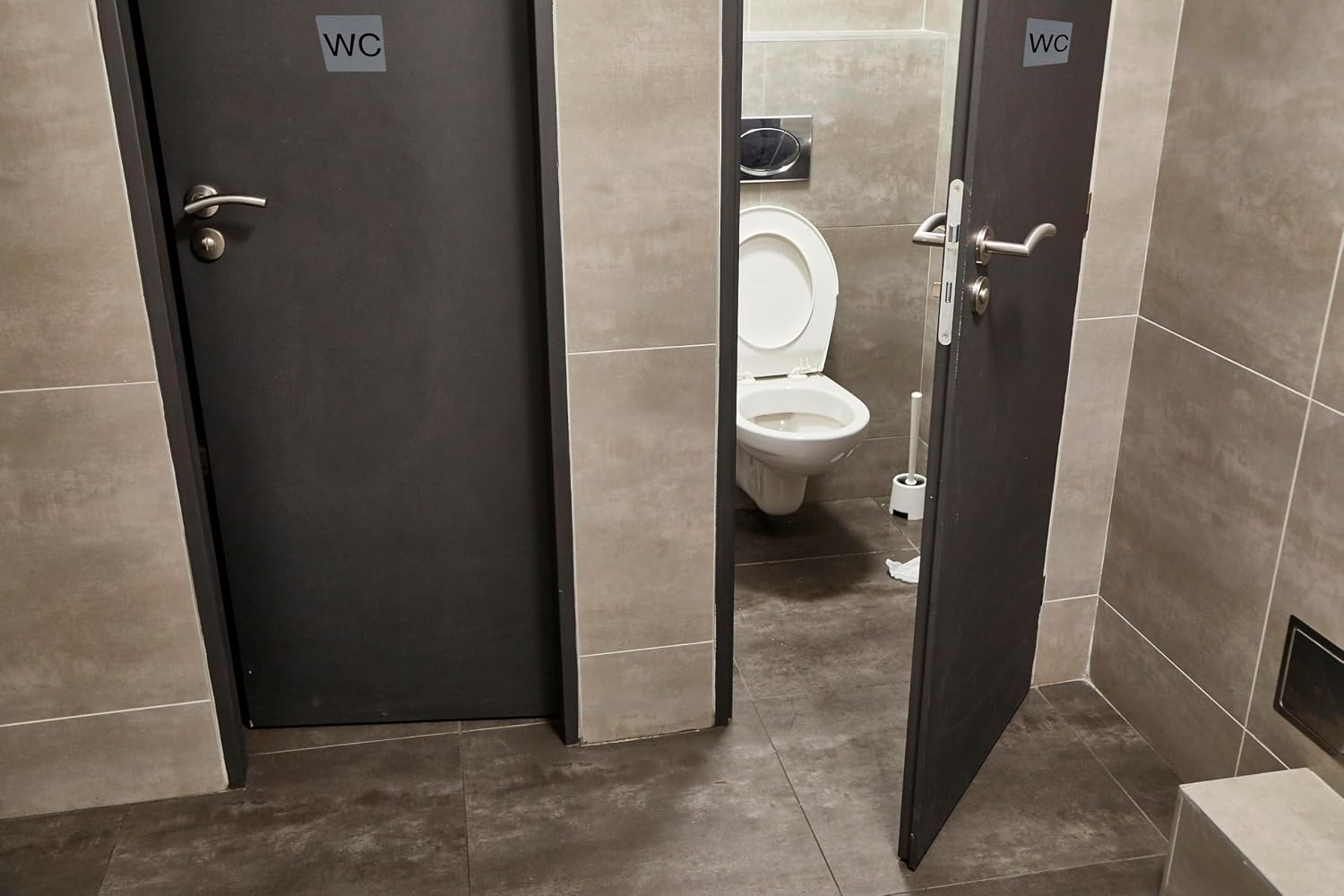 Exacompta - Ref. 67179E - 1 Adhesive Toilet Door Sign - Printed Wall Plaque - On All Supports - Brushed Aluminium Look - Dimensions: 7.5 x 7.5 cm