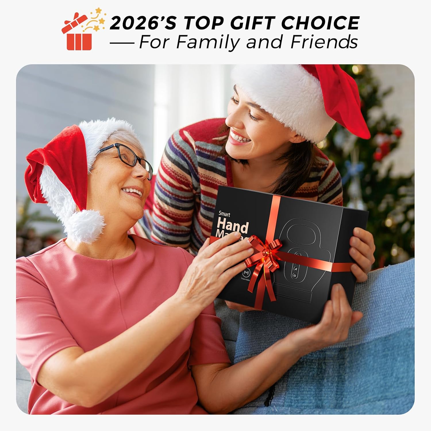 WUX Hand Massager with Heat Compression Relief, 3 Massage 4 Temperatures 5 Compression Models Therapy Glove, Arthritis & Wrist Carpal Tunnel Muscles Pressure Point Therapy, Ideal Gifts for Women/Men Black