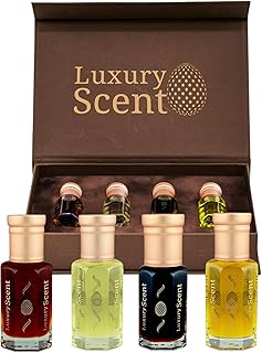 Perfume Oil Eid Ul Adha Collection Gift Set – 4×6ml Roll-On Premium Quality Fragrances by Luxury Scent – Oud Extreme, Royal Nights, Eternal dream & Amber Oud Gold in Luxury Gift Box