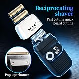 KEMEI Rasoir de barbier pour homme, rasoir électrique rechargeable avec tondeuse à barbe, rasoir sans fil au lithium titane avec étui de voyage - 2
