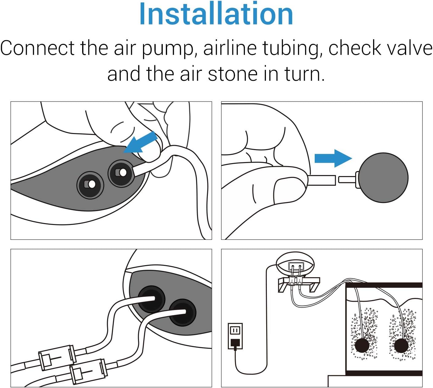 NICREW UFO Aquarium Air Pump, Ultra Silent Air Aerator Pump for Fish Tank, Oxygen Pump with Dual Outlets, Accessories Included, 2.5W : Pet Supplies