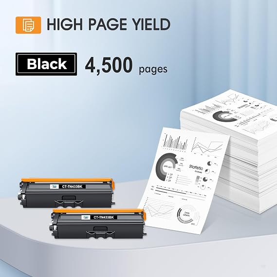 Cool Toner TN433BK TN433 Black Compatible Toner Cartridge Replacement for Brother TN433BK TN433 TN431BK TN-433 for Brother MFC-L8900Cdw HL-L8360Cdw HL-L8260Cdw HL-L8360Cdwt 8900Cdw Printer Ink 2 Pack