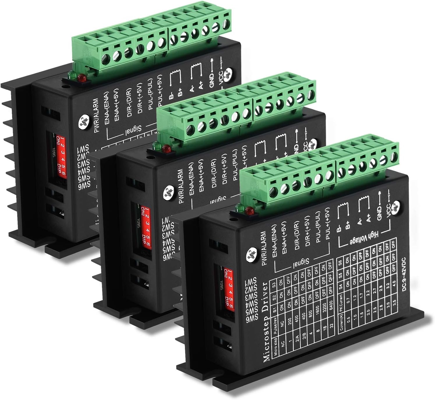 Usongshine Stepper Motor Driver TB6600 4A 9-42V Nema 17 Stepper Motor Driver CNC Controller Single Axes Phase Hybrid Stepper Motor for CNC/42 57 86 Stepper Motor๏ผ3 pcs