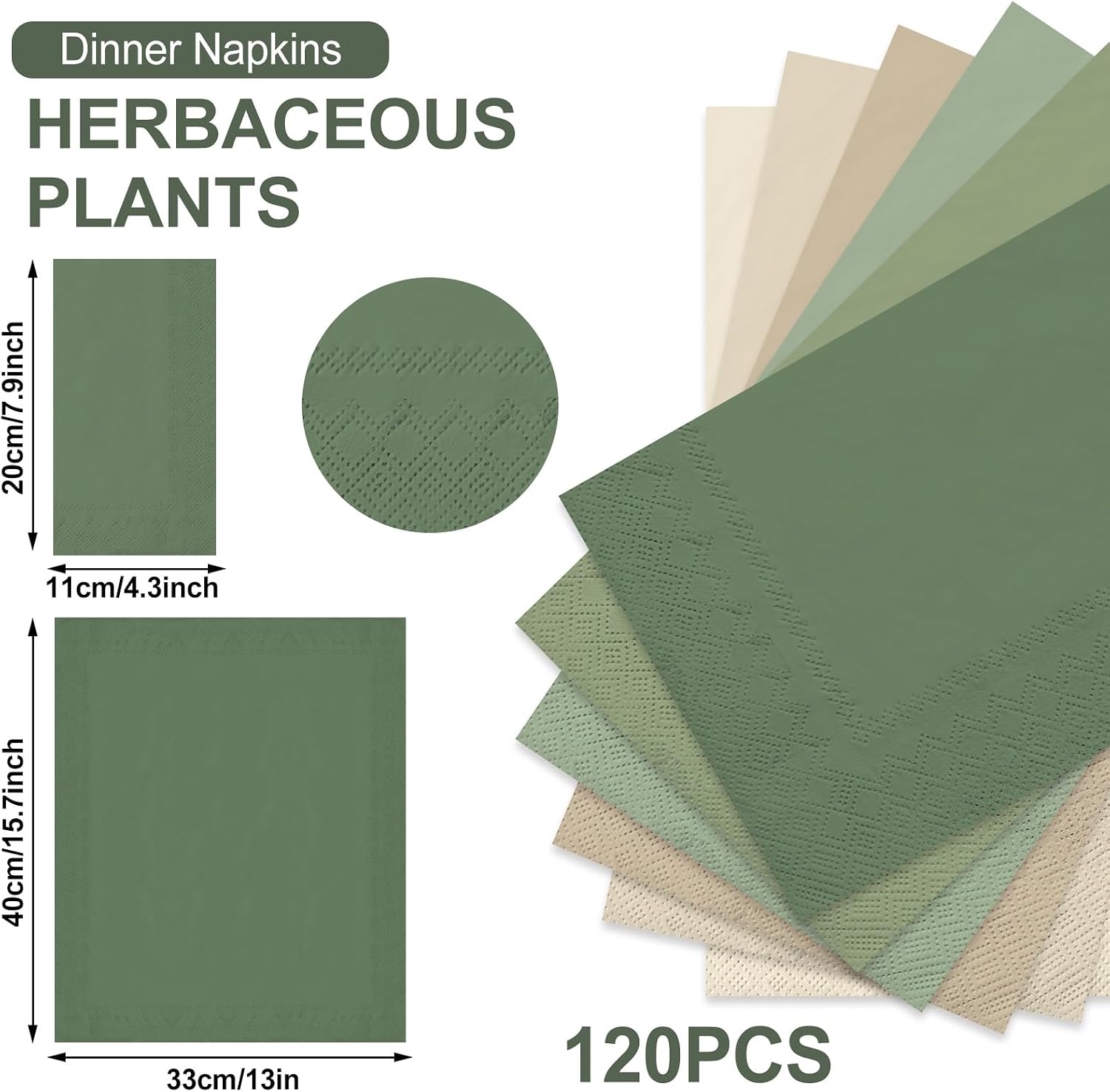 120 Pcs Sage Green Guest Napkin Nude Sage Green Color Disposable — view 2