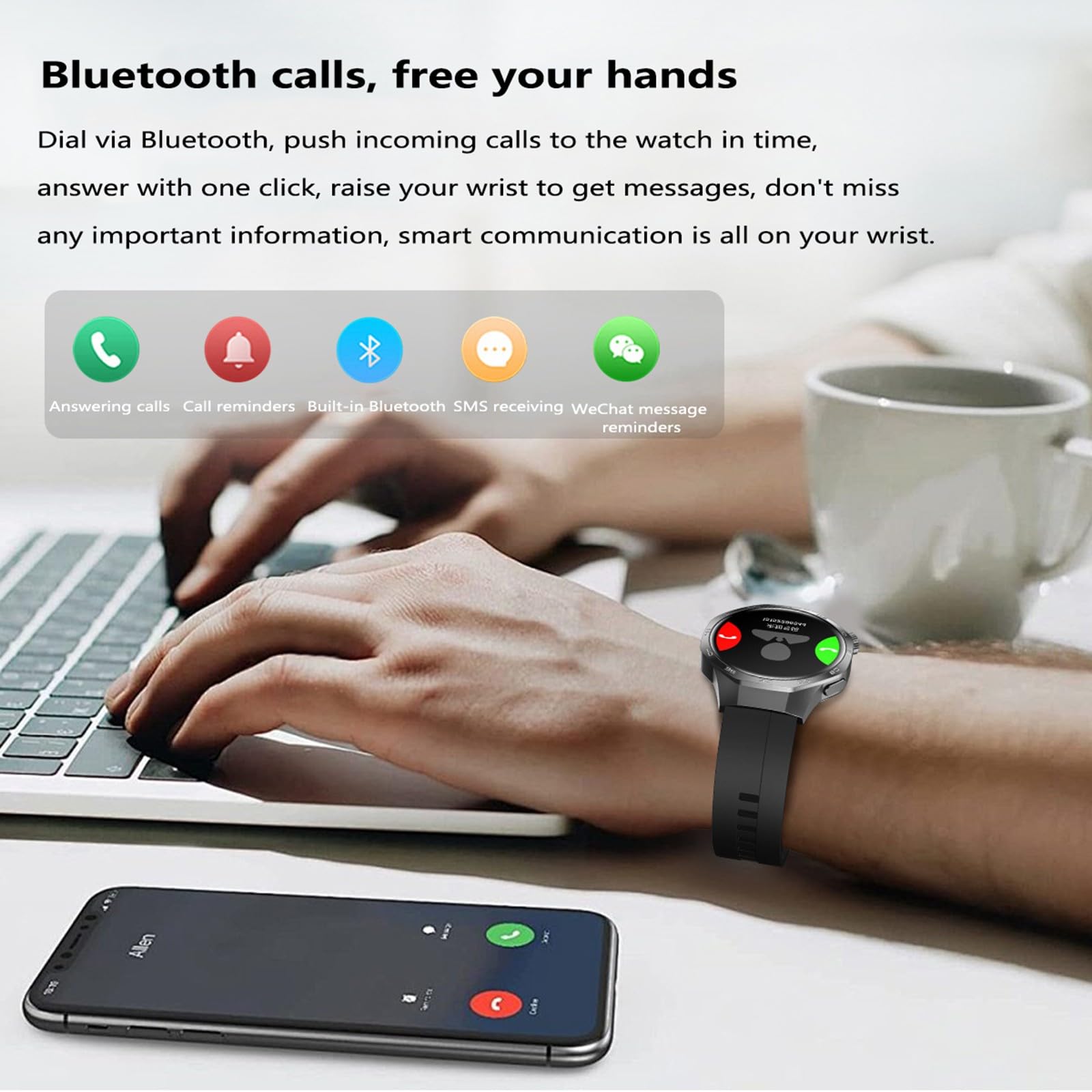 Reloj Inteligente Hombre Mujer Reloj Deportivo con Llamadas, Smart Watch Monitor De Sueño/Spo2, Podómetro, Modos Deportivos, Impermeable Reloj Deportivo Silver Silicone