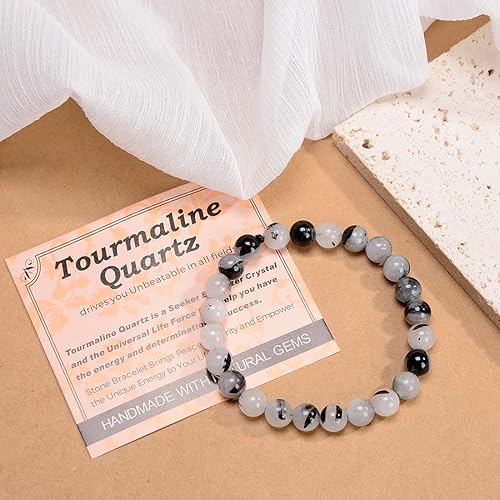 Vista 173 de MASSIVE BEADS Pulsera elástica de yoga hecha a mano con piedra natural, cristal curativo, energía, regalos para adultos unisex de 0.157 in, 0.236