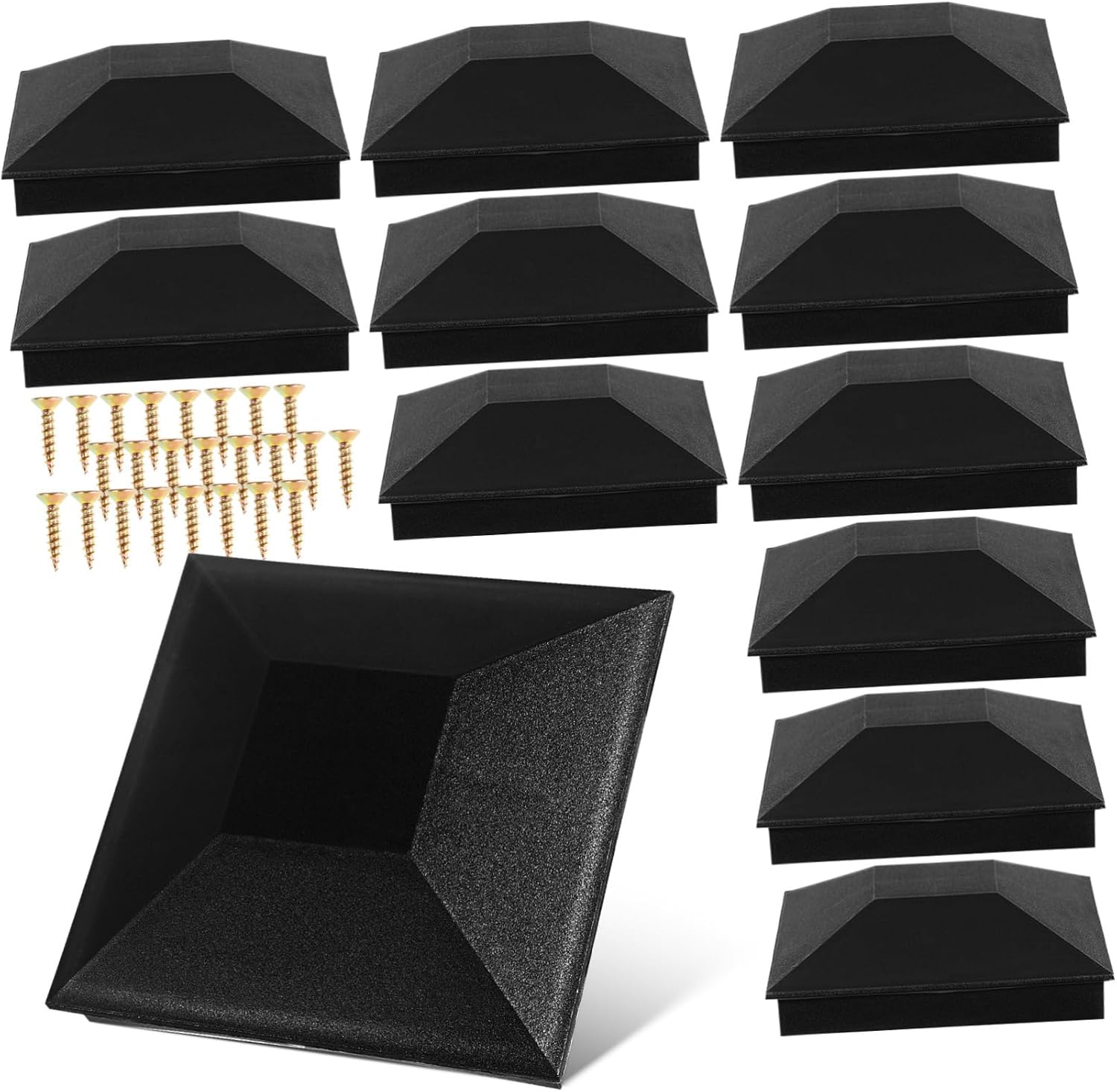POPETPOP 24pcs Fence Post Caps Weather Resistant Protectors for Fencing Easy Installation with Screws Stylish Guardrail Post Covers for Outdoor Use