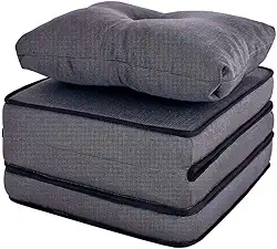 Puff Multiuso com Lençol e Travesseiro Solteiro 3 em 1 em Tecido e Courvin Bf Colchões