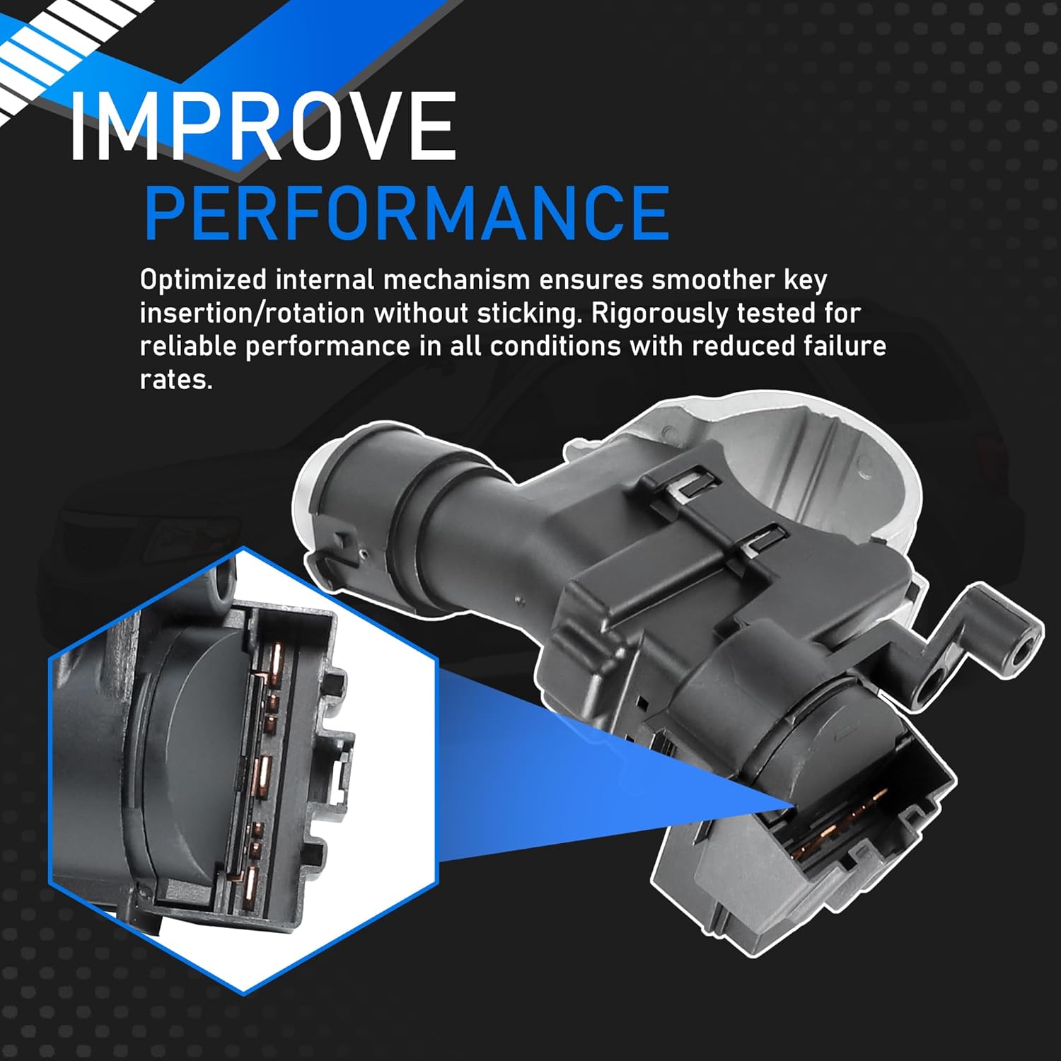 Ignition Switch Lock Cylinder Assembly with 2 Chip Keys & Shear Bolt Compatible with 2008-2012 Ford Escape Focus Mazda Tribute Mercury Mariner Replaces 989-019 9L8Z-3511-A 8L8Z3511B