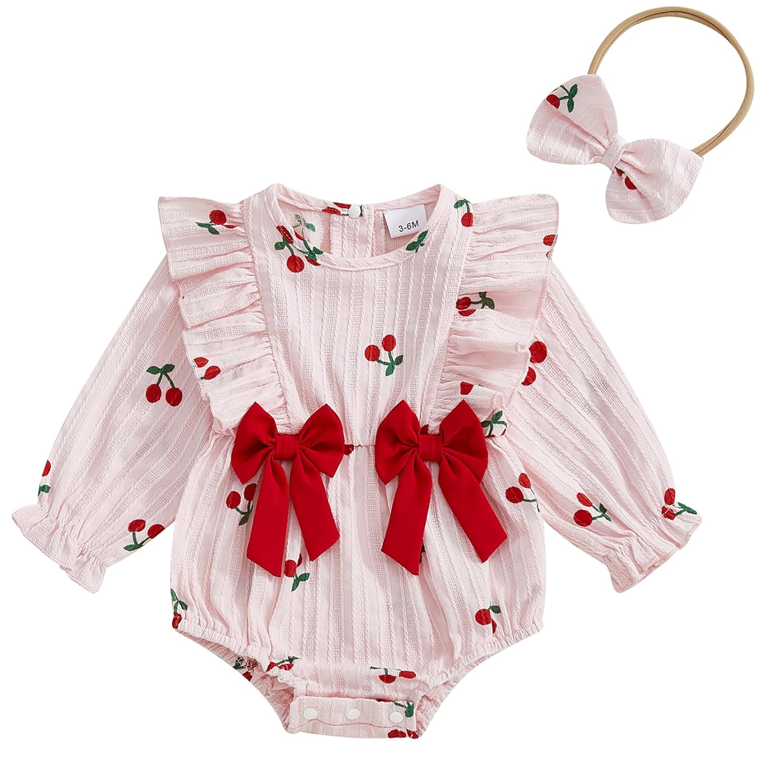 Mubineo Baby Girl Clothes Cute Ruffle Romper Outfits Long Sleeve Bodysuit Tops Infant Set Fall Winter Princess Outfit