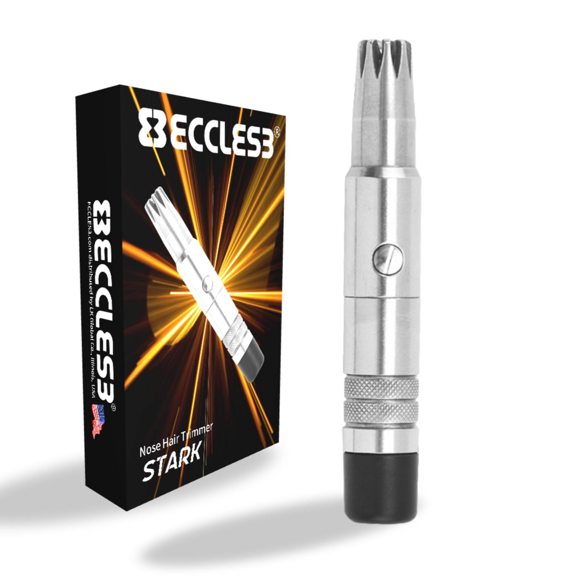 ECCLES3Stark Manual Nose Hair Trimmer, Battery-Free, Wet/Dry, Easy to Clean and Carry, Improved Rotating Blades