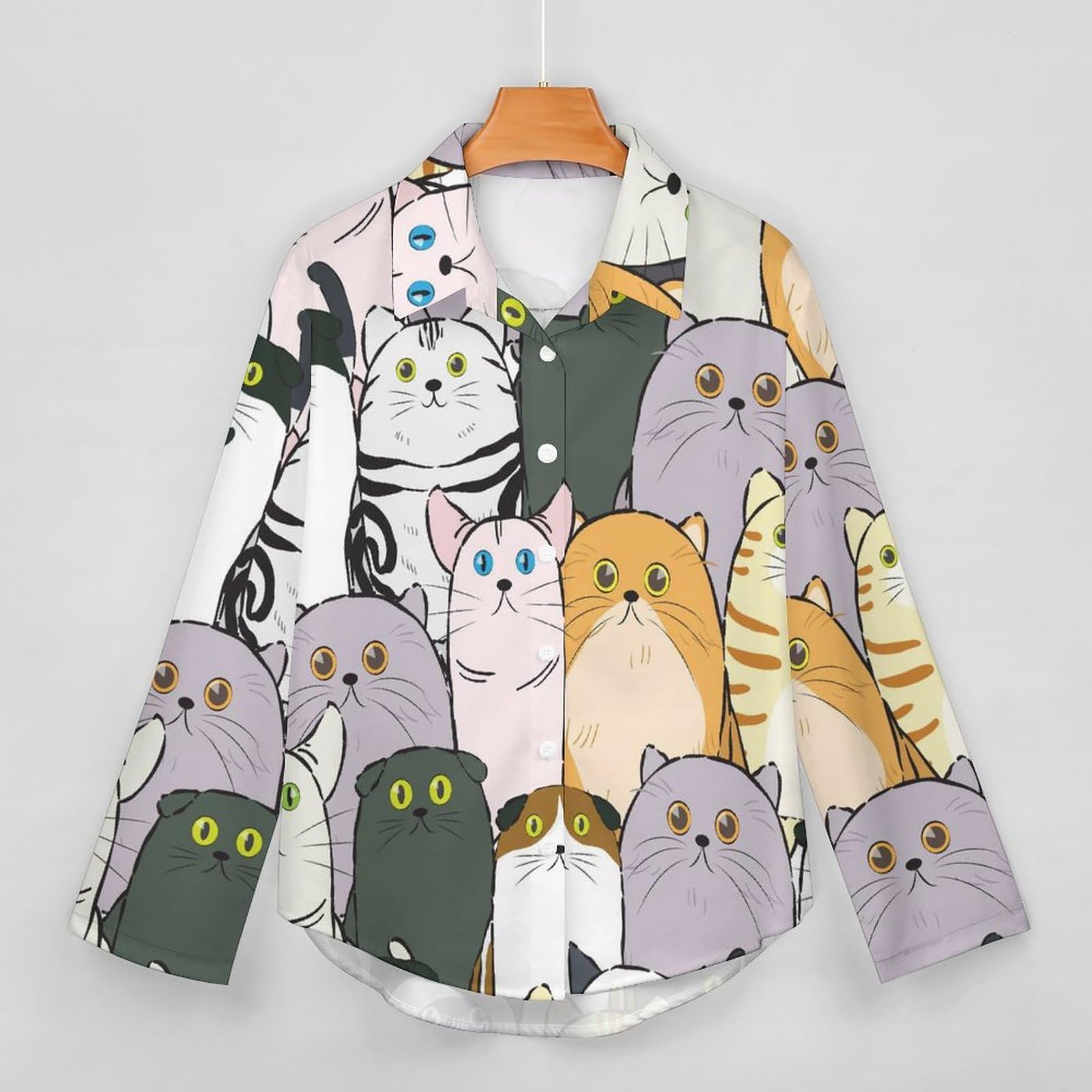 Amazon.co.jp: シャツ 長袖 レディース あらゆる種類のかわいい 猫 前