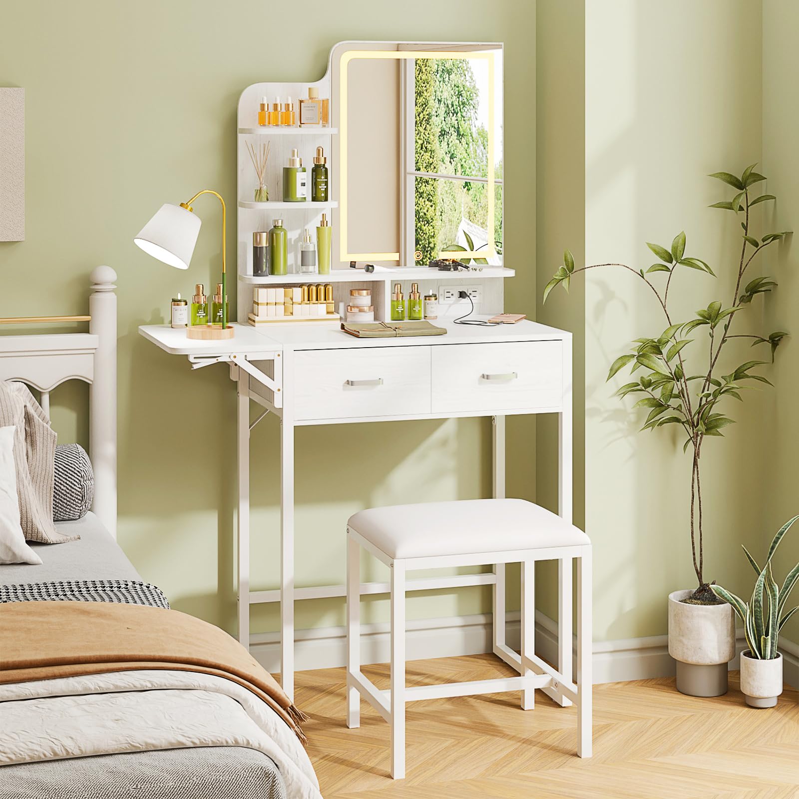 Amazon.com: TOMNK Vanity Desk with Mirror and Lights, Small Makeup