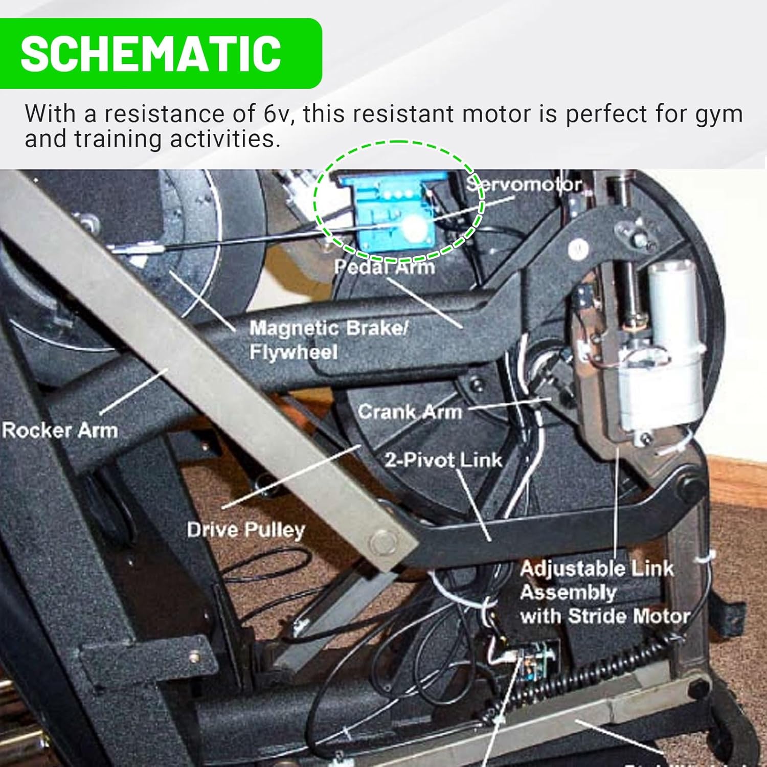 LEAPTREND REX01HL Resistance Gear Servo Motor Brake Tensioner Fit for Life Fitness C1 X1 X3 X5/Pacemaster Silver XT/Octane Q35 Q37 XR6 e ce ci Bike Elliptical, Replace Tension Motor (Blue) 100447-001