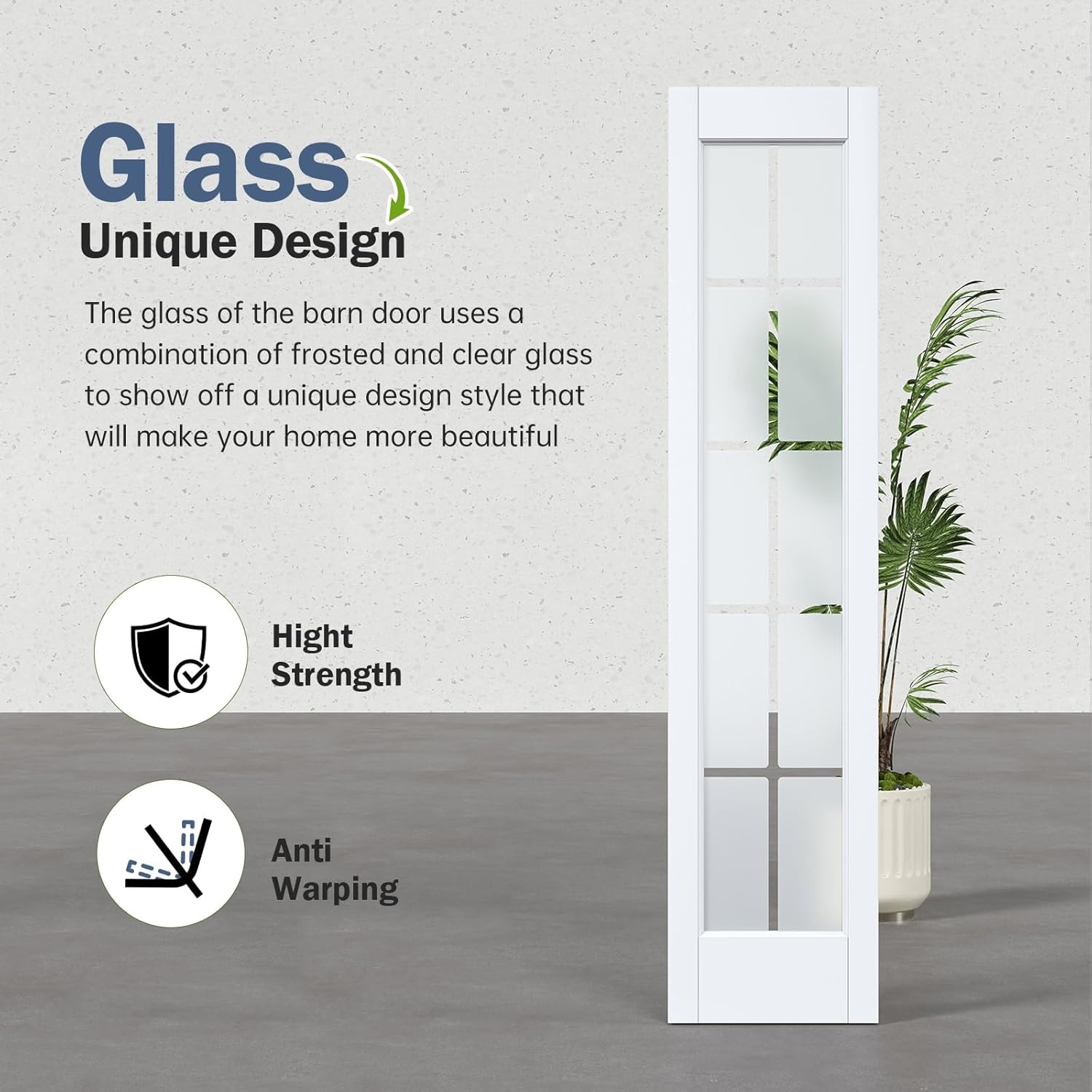 White Bifold Doors for 24"×80" Opening, Tempered Frosted Glass Cross Transparent Folding Barn Door with Concealed Hardware Kit Included, LVL Wood Panel Covered with PVC Surface