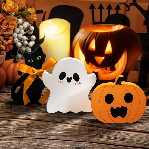 COCHIE 3 Cute Halloween Table Decorations Spooky Tiered Tray Decor Indoor