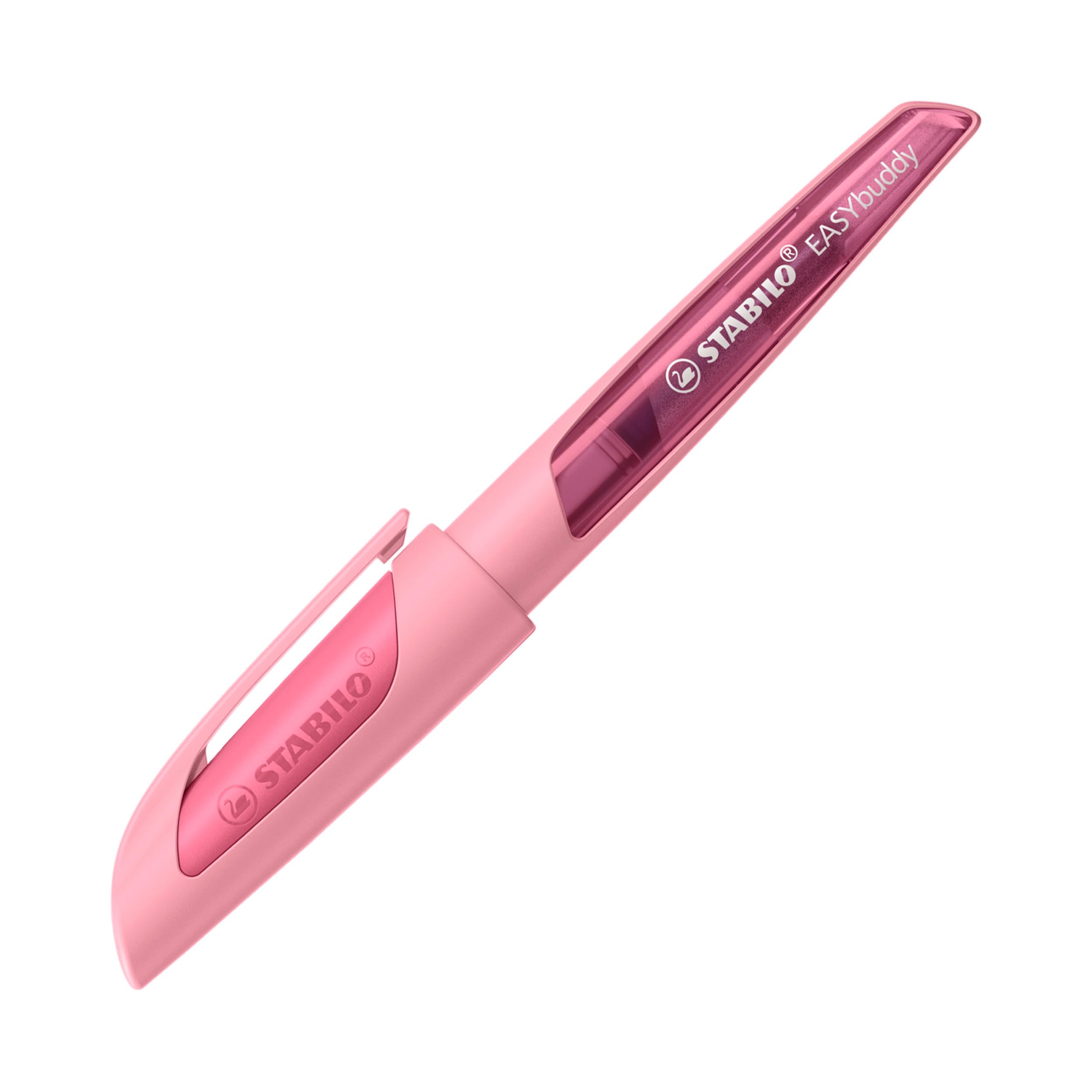 STABILO EASYbuddy Pastel - Ergonomic School Fountain Pen - M-Nib - Right-Handed - Pack of 1 - Pink Blush