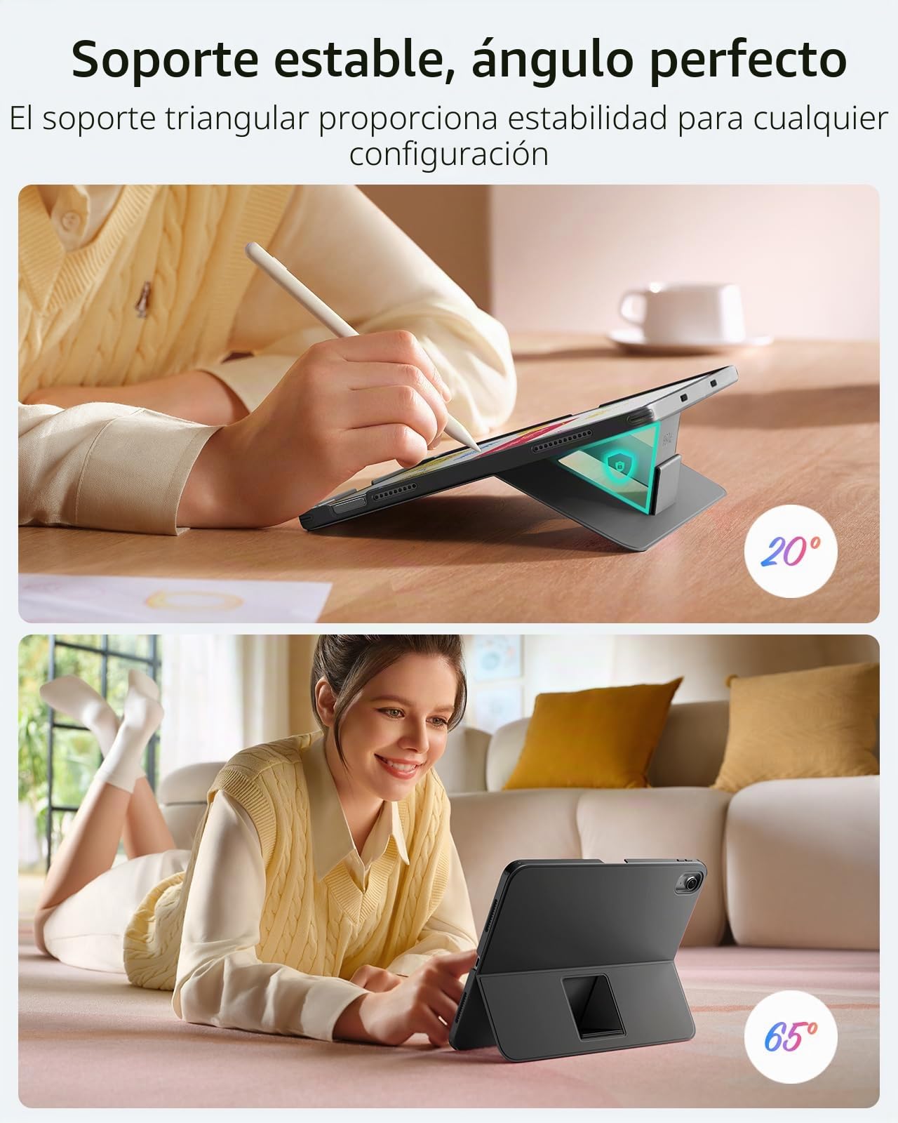 ESR Funda con teclado para iPad Air 11" (M4/M3/M2) & 5./4. Gen Flex, carcasa flexible con teclado ultraligero magnético extraíble con modos de escritura y visualización, gran trackpad de precisión