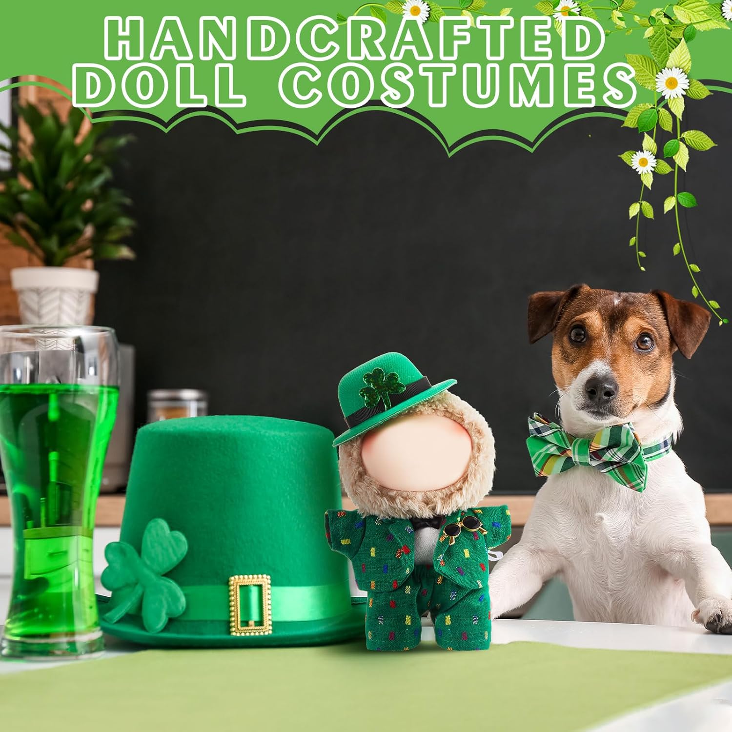 3 Sets 17cm Doll Clothes Outfits Dolls Costume Accessories for Valentine's Day Easter St. Patrick's Day Party Favors Decoration Gifts