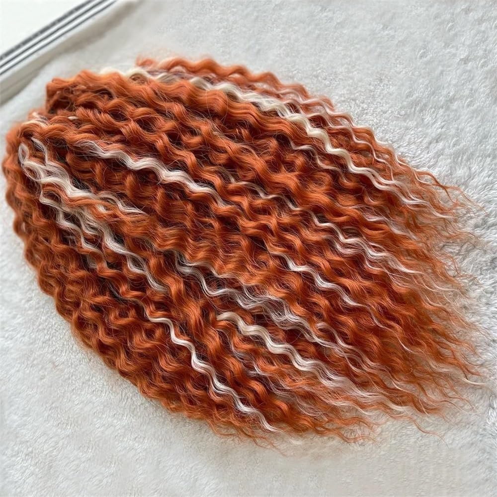 Zestaw 3 długich kręconych peruk, szydełkowe falowane włosy dla czarnych kobiet, głębokie warkocze do warkoczy boho (A10,30 cala-75 cm)