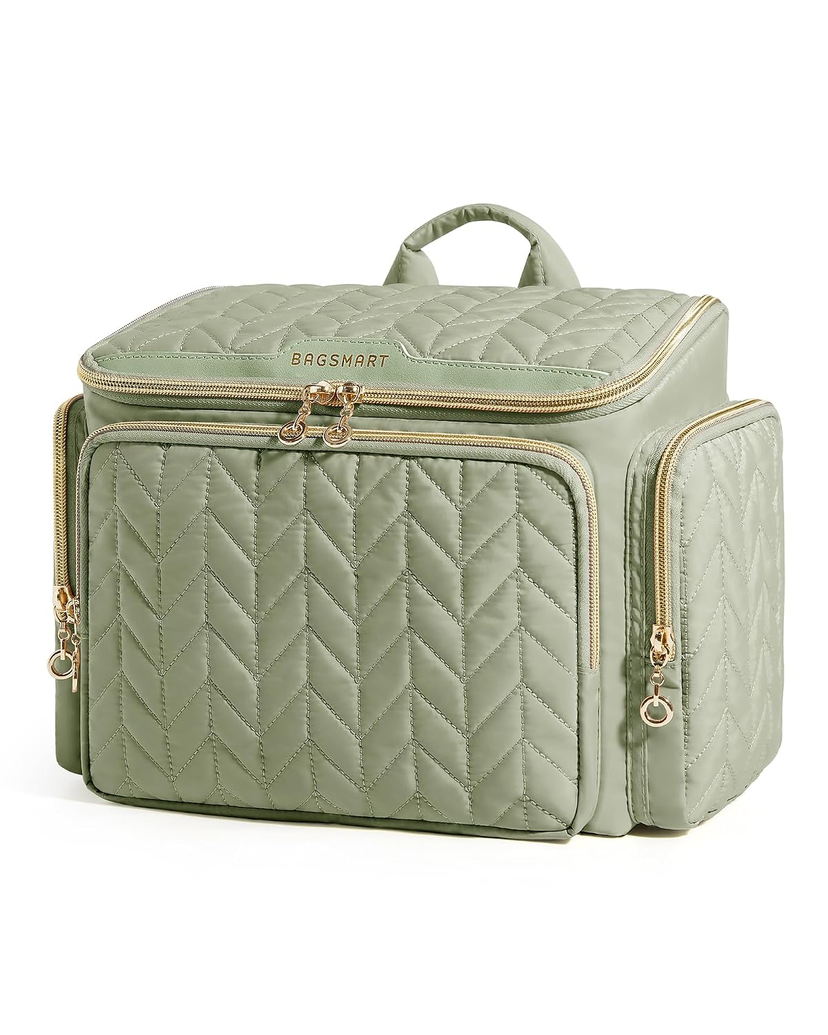 BAGSMART Travel Toiletry Bag, Large Wide-open Travel Bag for Toiletries, Makeup Cosmetic Travel Bag with Handle-Green 1.1lbs