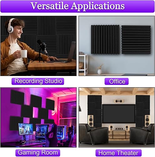 Miniatura 5 de TroyStudio Paneles de espuma acústica gruesa, 30 x 30 x 7.6 cm, 12 piezas de espuma absorbente de sonido de banda ancha, almohadilla insonorizada