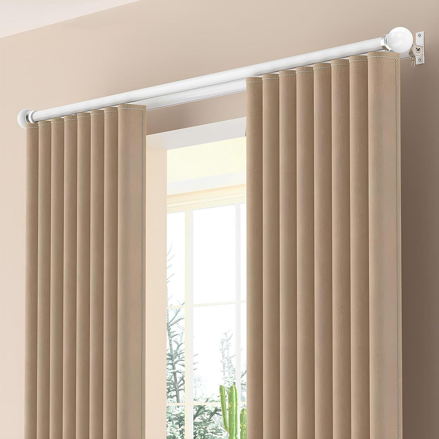 Double Curtain Rod Heavy Duty Wall Mounted Curtain Track Aluminum Sliding Curtain Rail System For Window Room Divider(Gray,590cm/19.4ft)