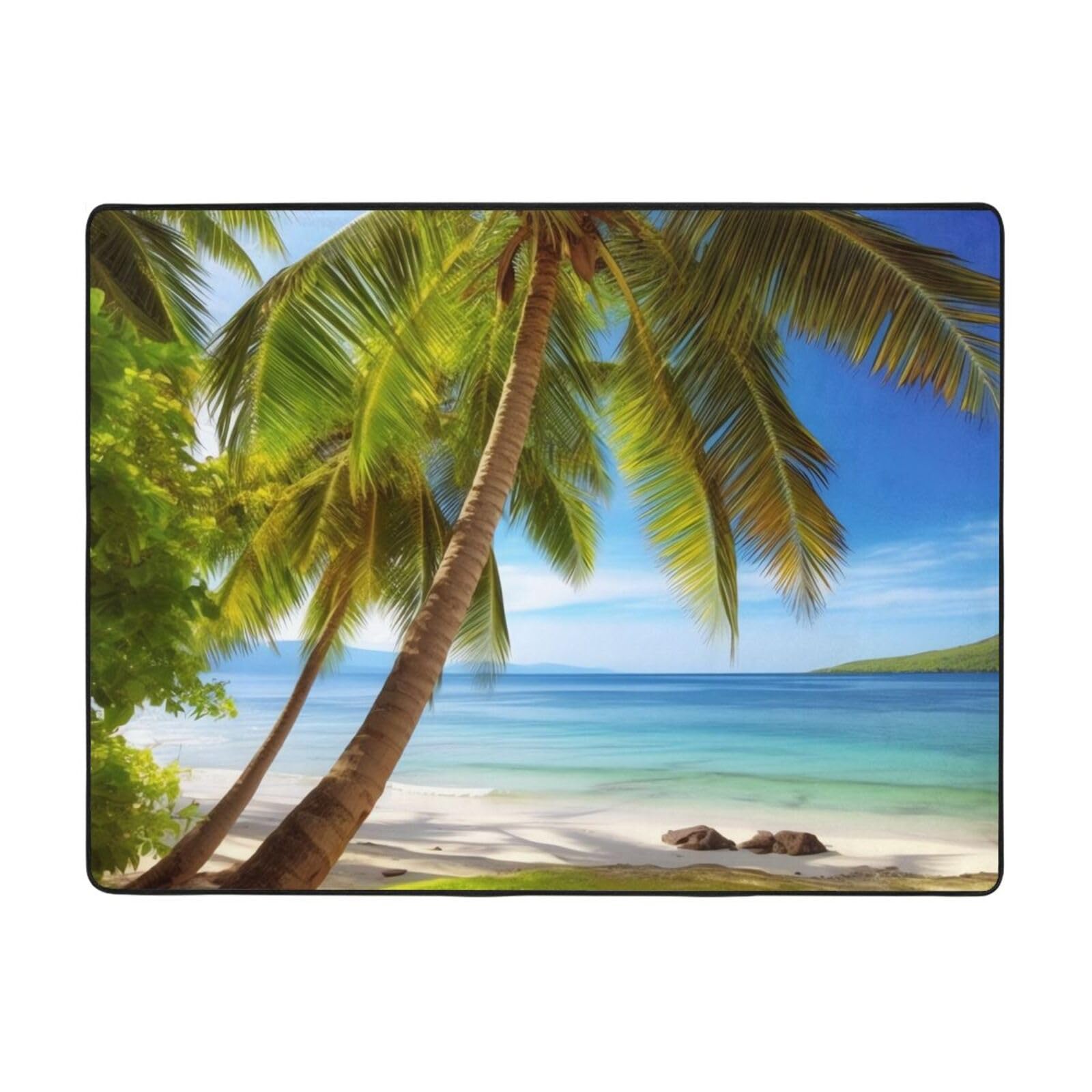 Tapis de yoga palmiers et océan pour votre studio maison