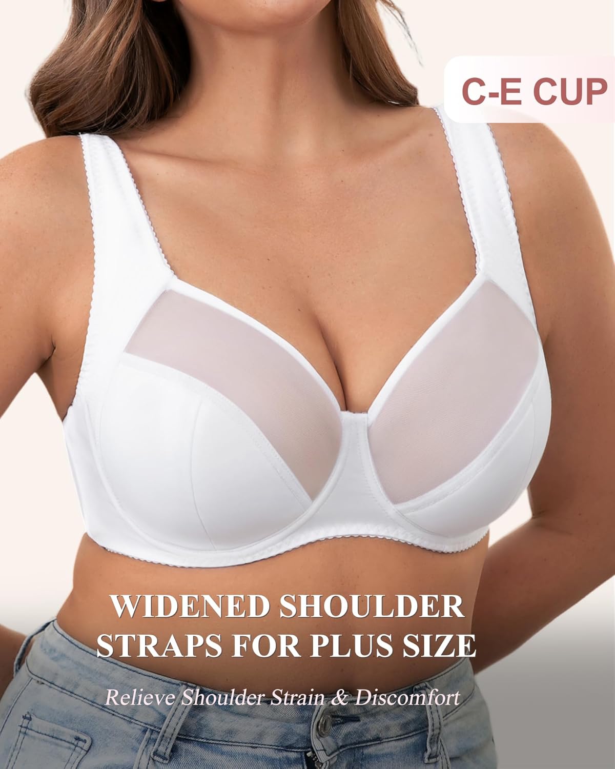 Minimizer Bra for Women, Full Coverage Bras with Underwire, Plus Size Mesh Bralettes for Large Breasts - Image 3