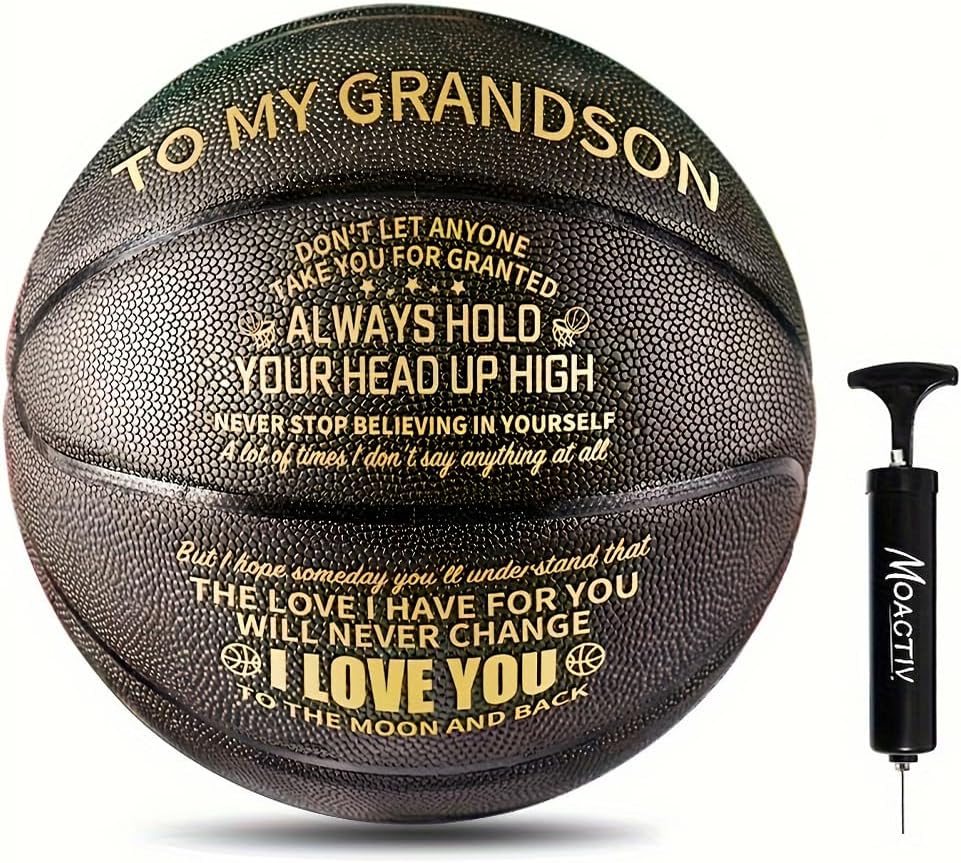 Valentines Day Gifts For Kids, Graduation Birthday Gifts For Grandson, Grandson From Grandparents, Engraved 29.5" Basketball Size 7, Gifts For Teen Boys, Gifts For Him, Mens Valentines Day Gifts