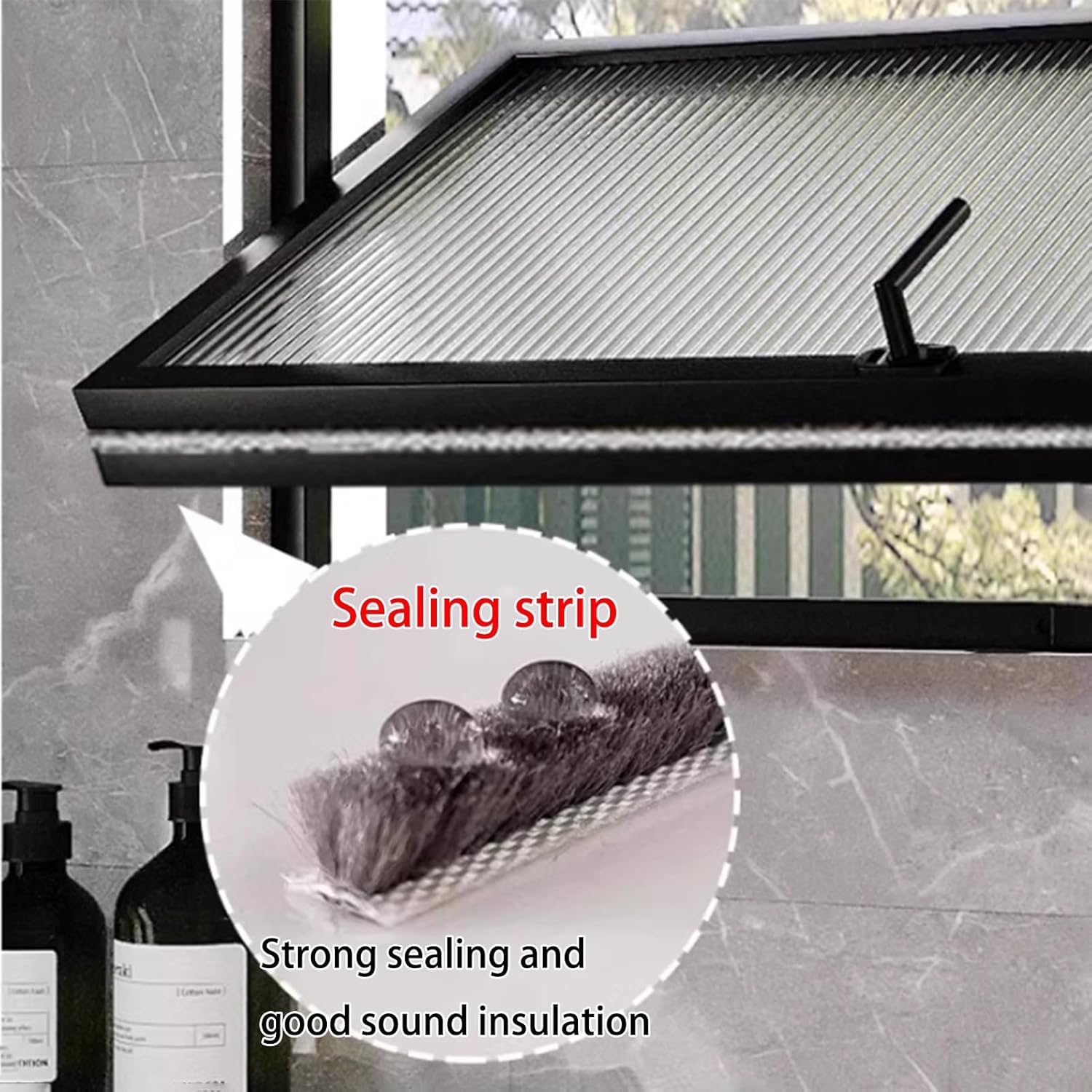 Rotating Kitchen & Bathroom Shed Windows with Metal Handles, Aluminum Frame, Tempered Glass for Privacy & Ventilation, Black, 60x40 cm (23.62x15.74 in),Black,60x40 cm/23.62x15.74 in