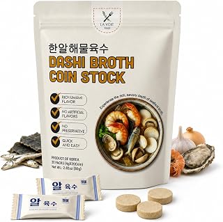Korean Dashi Stock Coins, Umami Dashi Broth Powder Soup (20 Tablets) | Anchovy, Shrimp, Kelp & Oyster Umami for Miso Soup...