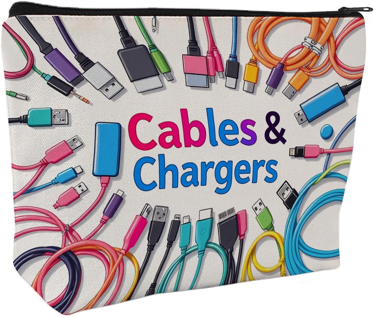 Canvas Makeup Bag - Multifunctional Travel Pouch, Soft Zippered Cosmetic Organizer for Women, Ideal Gift for Birthday Graduation Christmas (White) (Style C)