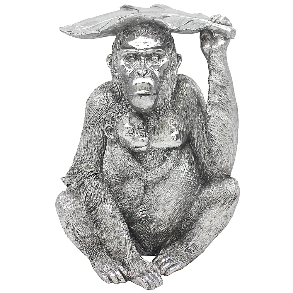 Lesser & Pavey Silver Art Gorilla And Baby Ornament Ape Figurine